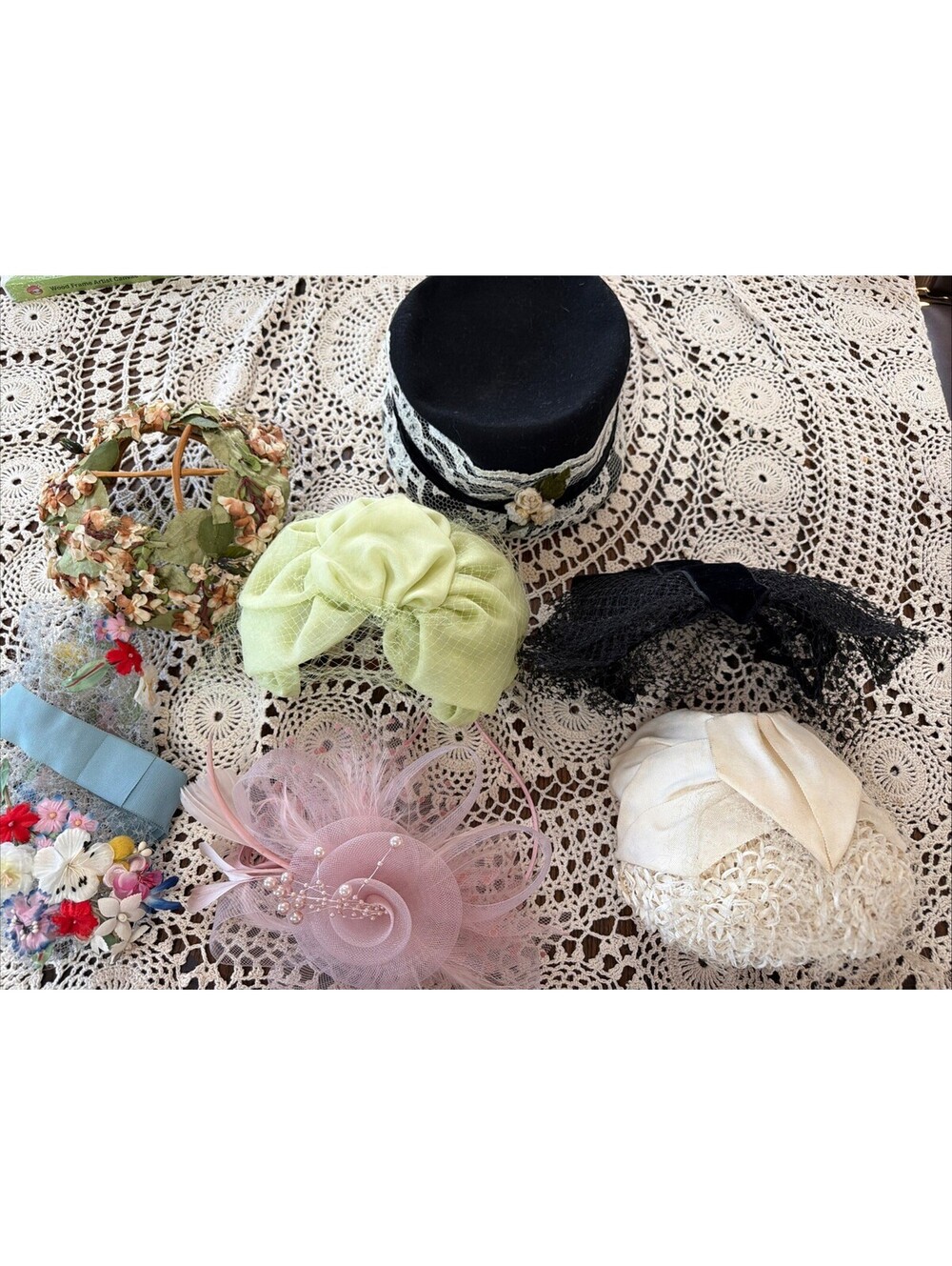 VTG Women’s Hat Fascinator Pillbox Veil Lot 6 Retro Mid Century